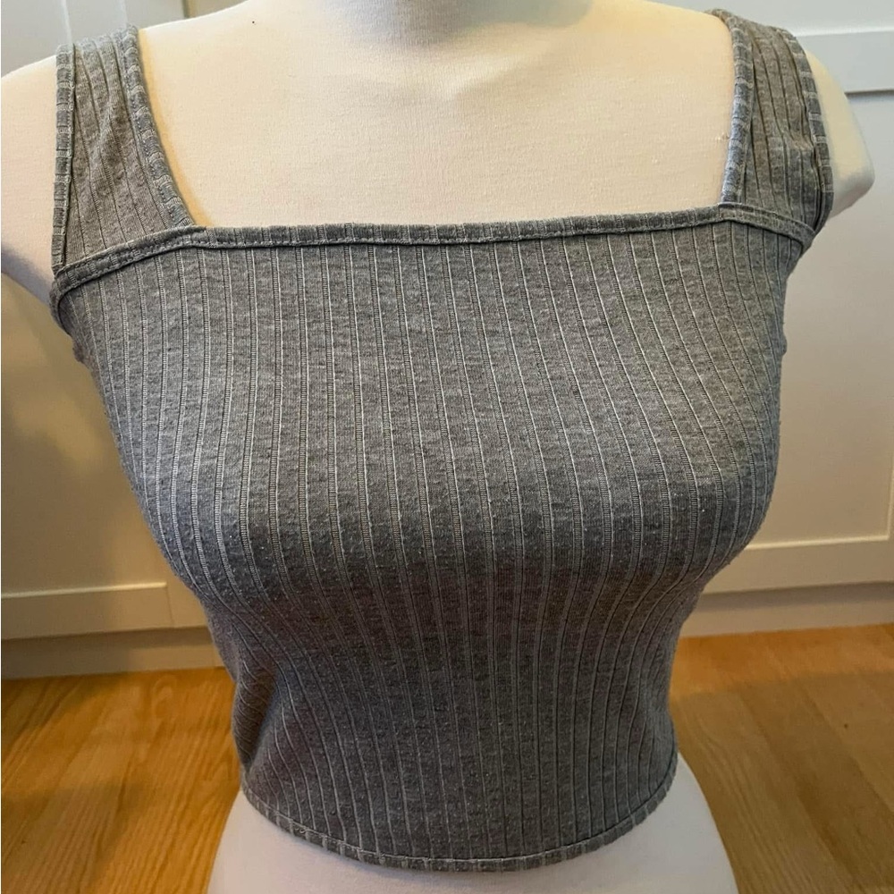 Gray Ribbed Women's Top